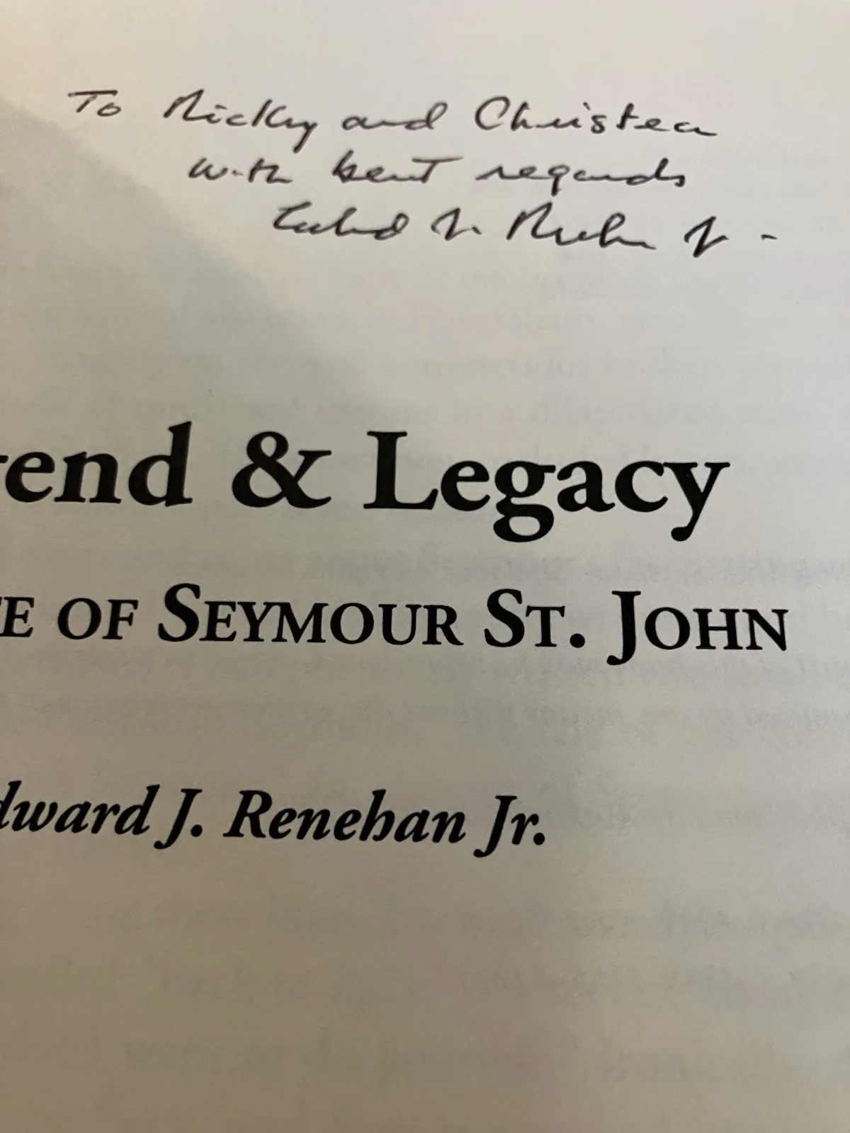 Signed Book By Edward J Renehan Jr HCDJ The Life Of Seymour St John Excel Cond, изображение 2