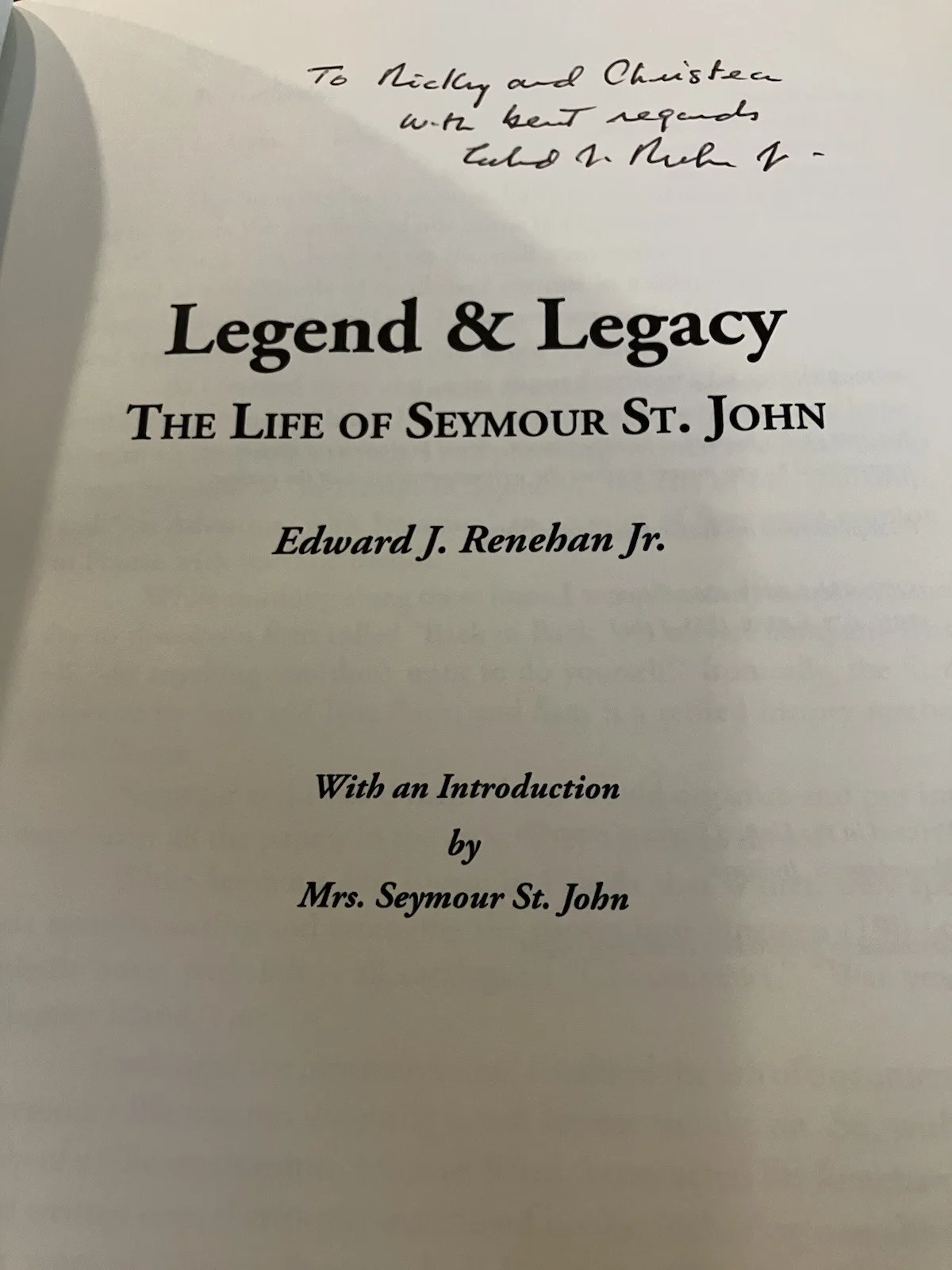 Signed Book By Edward J Renehan Jr HCDJ The Life Of Seymour St John Excel Cond, изображение 3