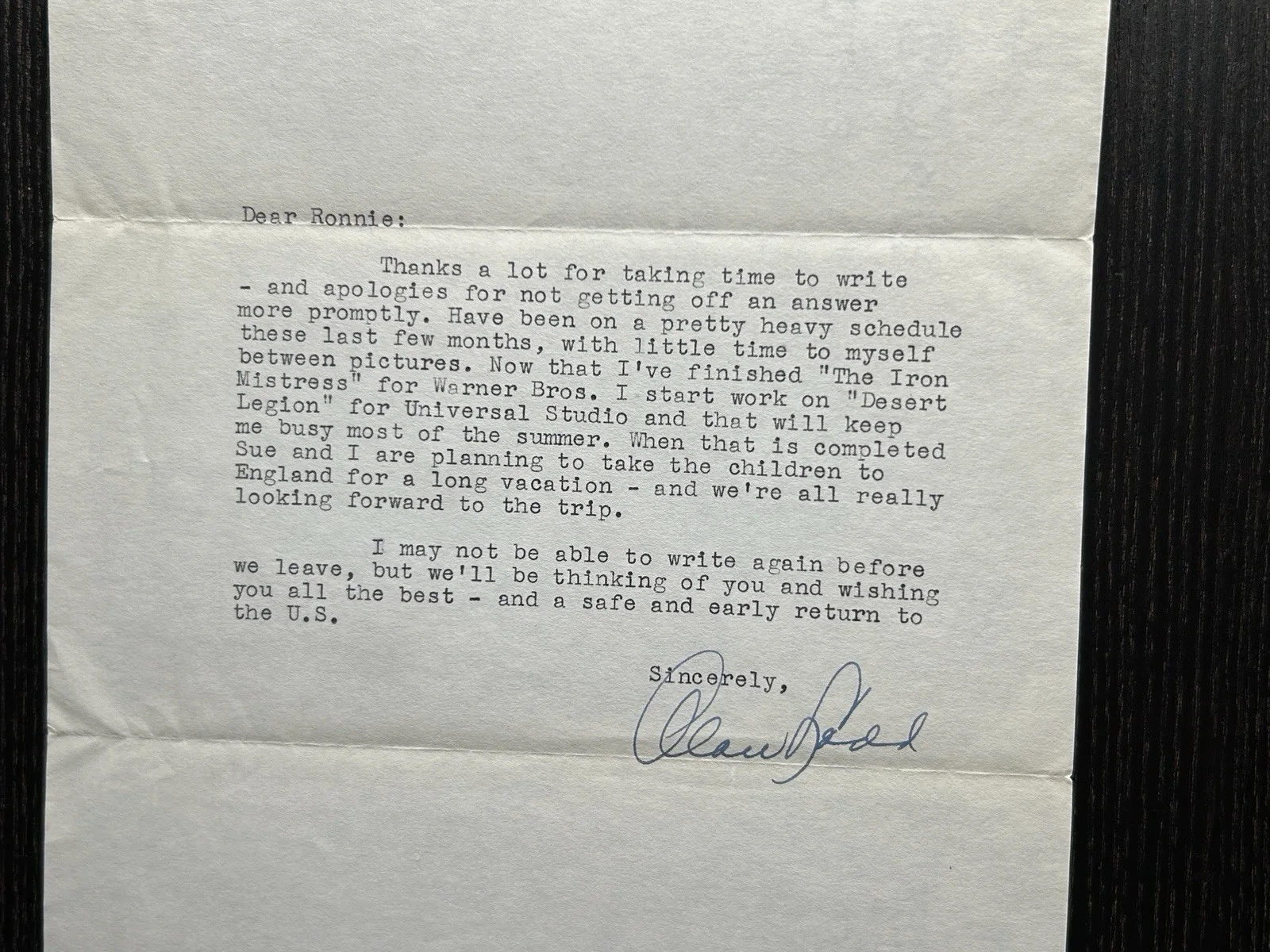 Alan Ladd — *** ALAN LADD VINTAGE SIGNED LETTER (1952) *** JSA COA Autograph ACTOR, PRODUCER, изображение 3