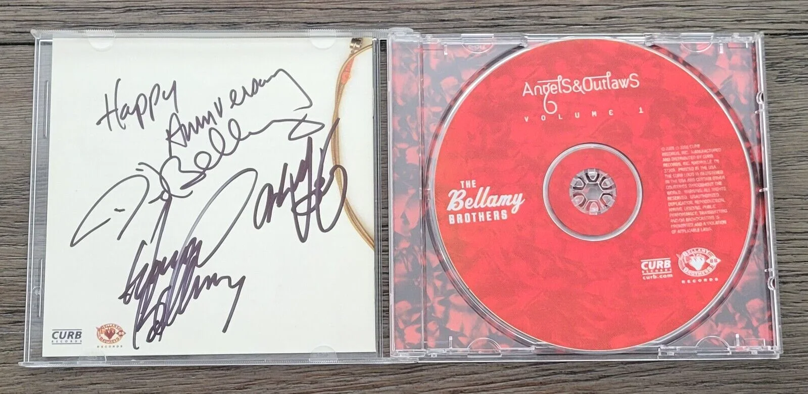 BELLAMY BROTHERS Autographed CD Cover ANGELS & OUTLAWS Vol 1 Signed CD, изображение 2