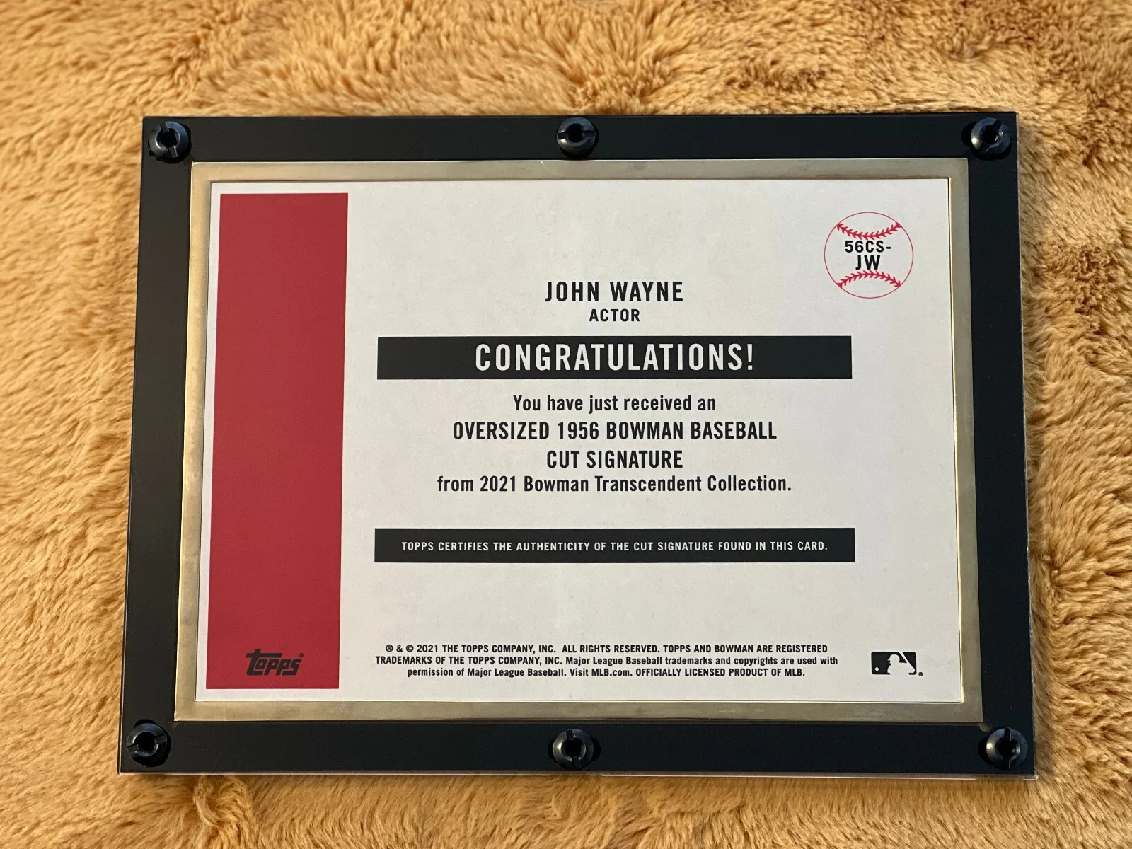 John Wayne — John Wayne 2021 Topps Bowman Transcendent 1/1 Oversized Cut Signature Auto, image 2