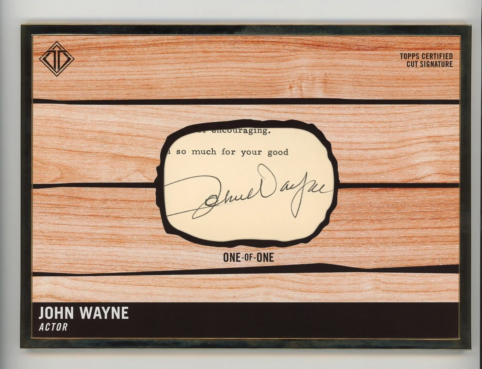John Wayne — John Wayne 2021 Topps Bowman Transcendent 1/1 Oversized Cut Signature Auto, image 3