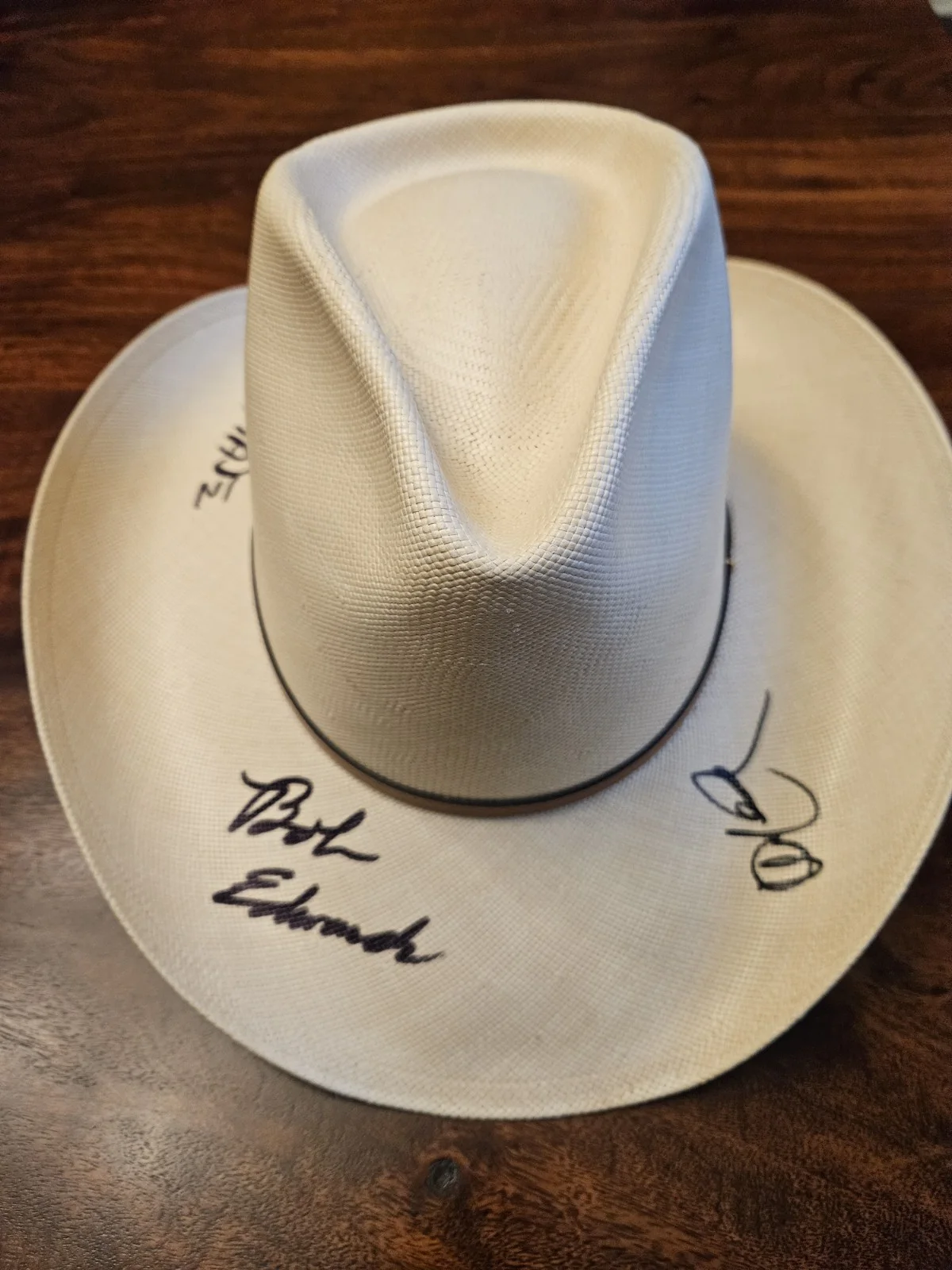 WILLIE NELSON , CHIP TAYLOR SIGNED COWBOY HAT 7 1/4, image 4