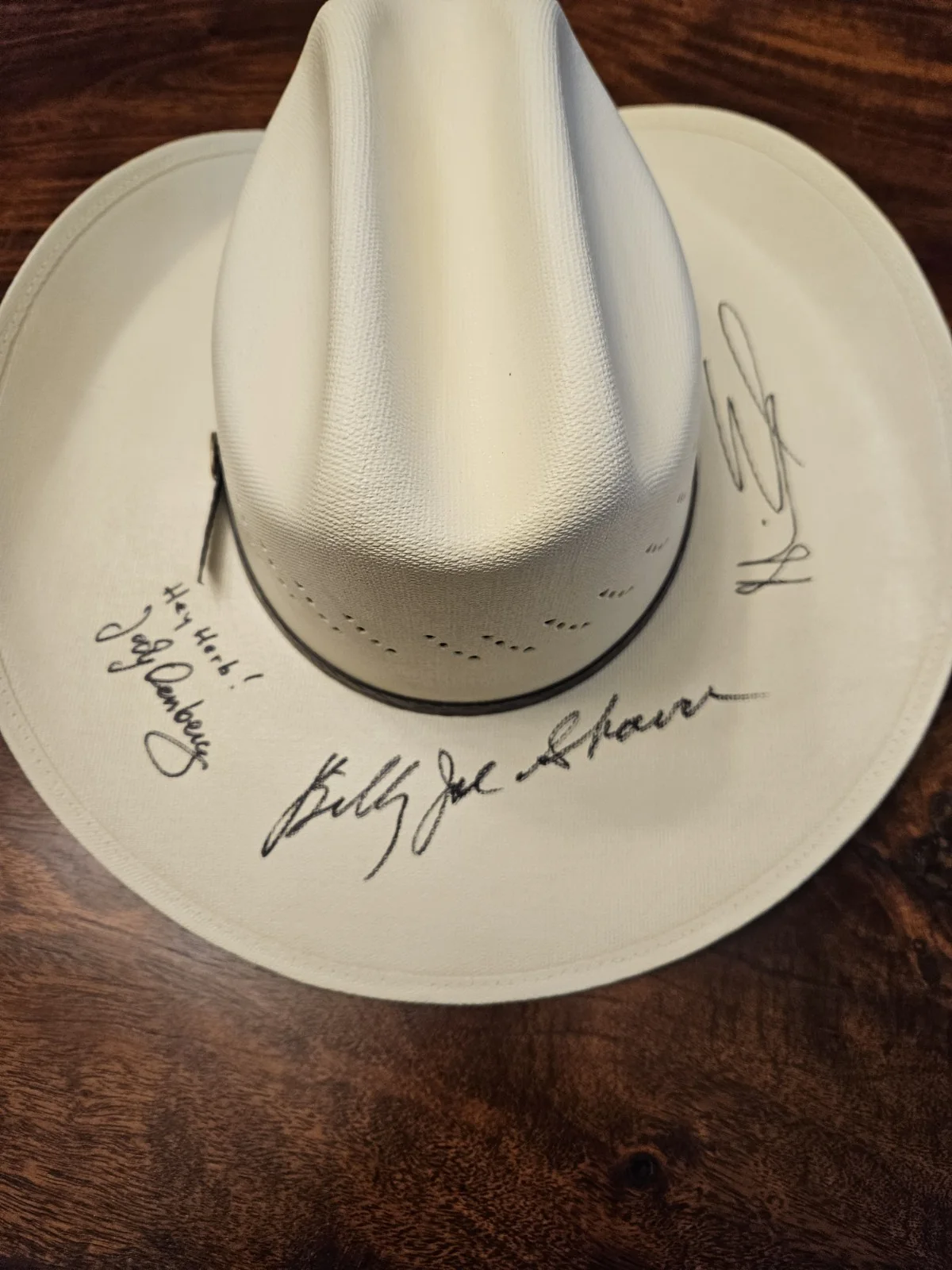 BILLY JOE SHAVER SIGNED COWBOY HAT 7 1/4 with ALEJANDRO ESCOVEDO, image 2