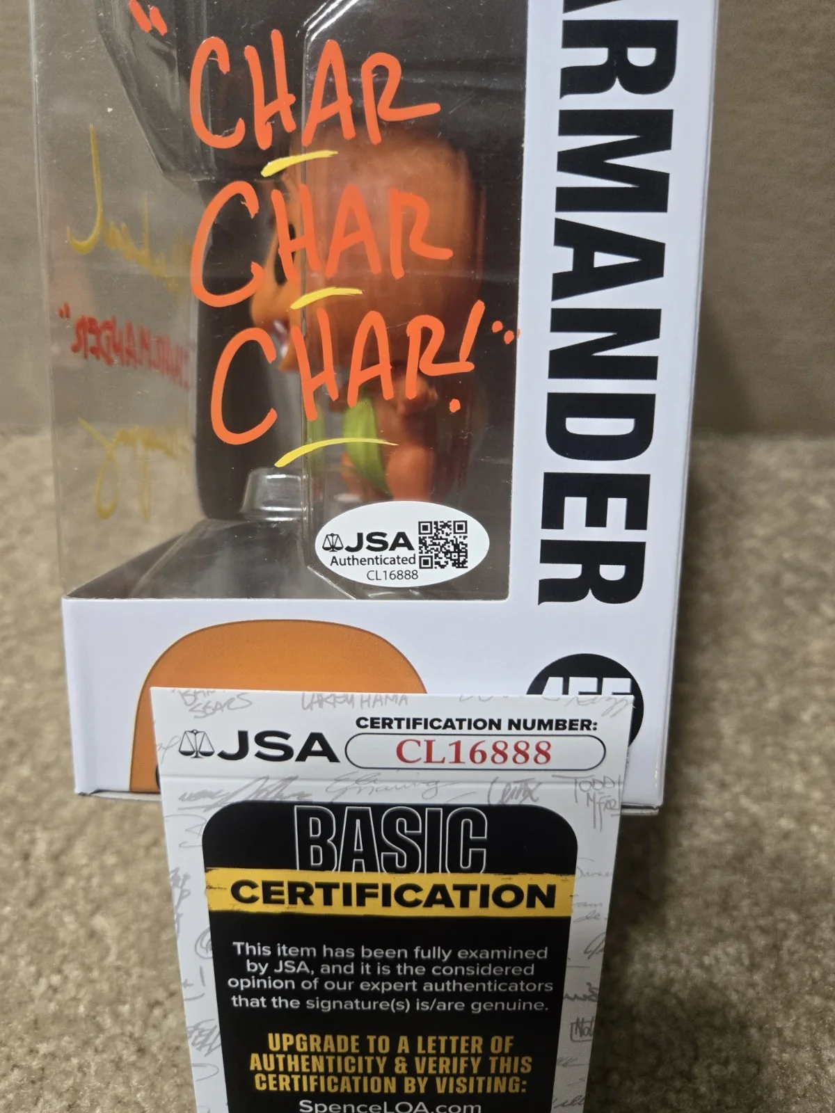 Michael Haigney — Michael Haigney SIGNED Charmander Funko Pop WITH QUOTE! JSA COA, image 3