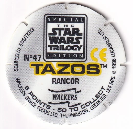 1996 WALKERS - STAR WARS TRILOGY - SINGLE TAZO No 47 RANCOR, image 2