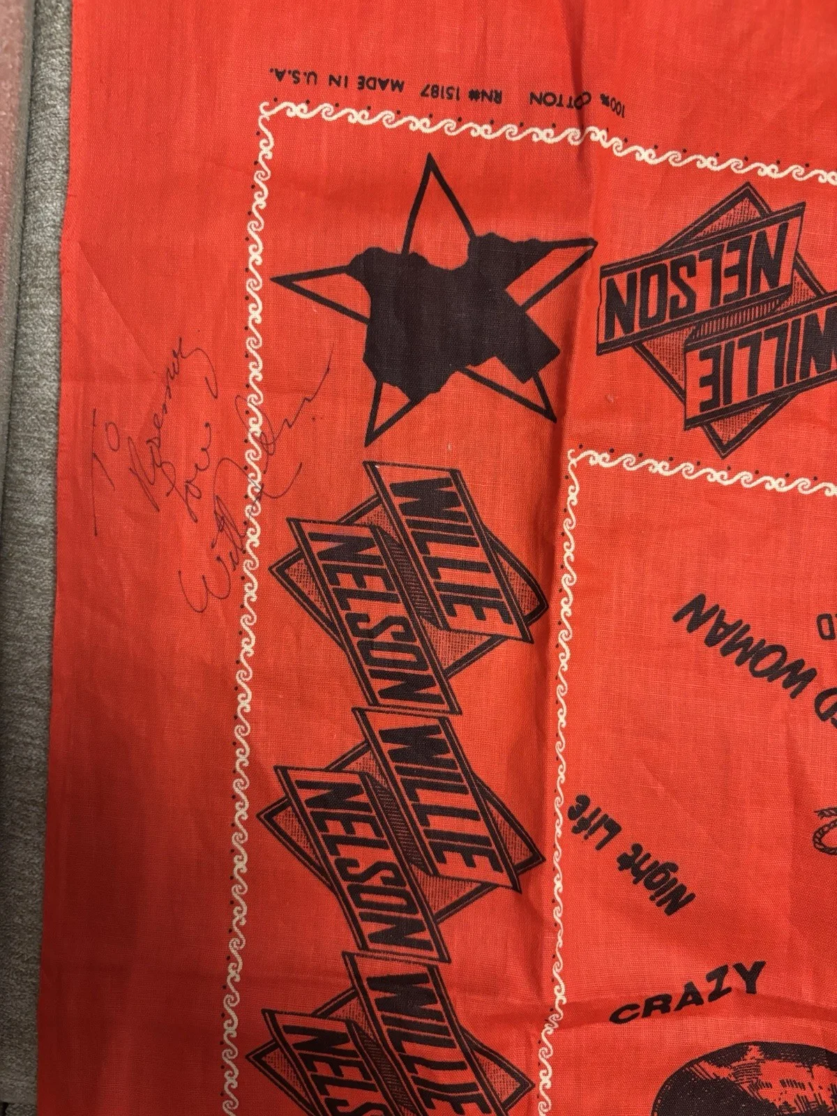 Willie Nelson Autograph Bandanna, image 2