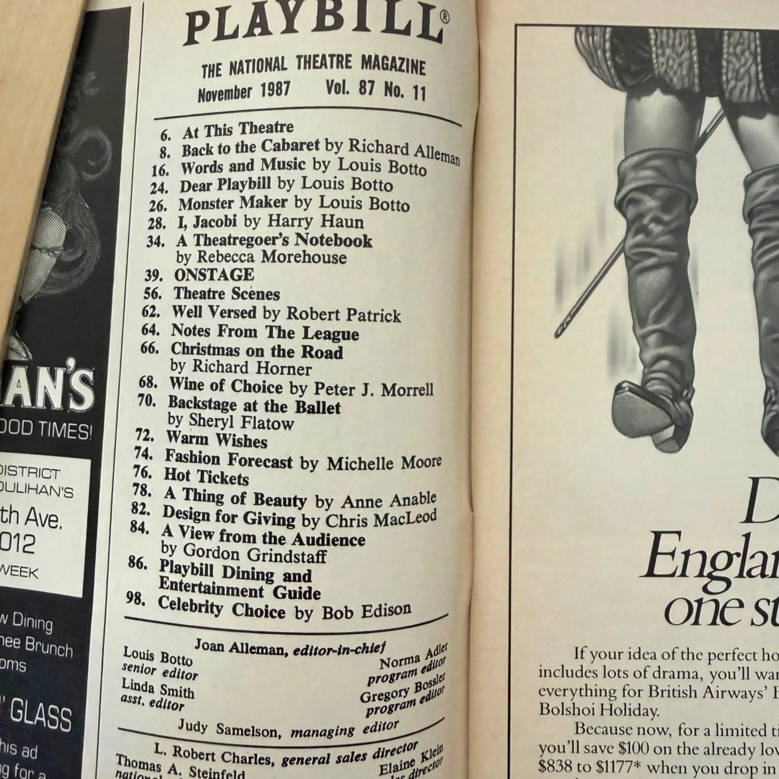 Les Miserables Playbill 1987 Broadway Theatre Vol 87 No 11 With Inserts, image 3