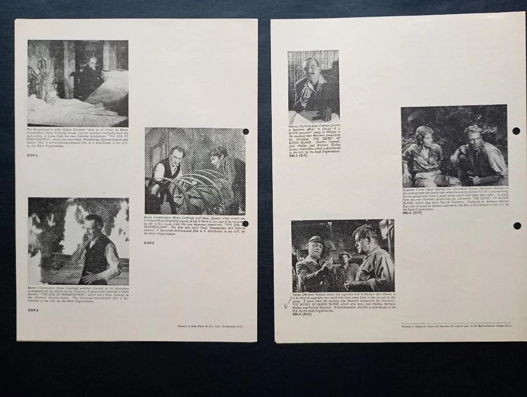 HAMMER FILMS x 4 press information leaflets, image 3