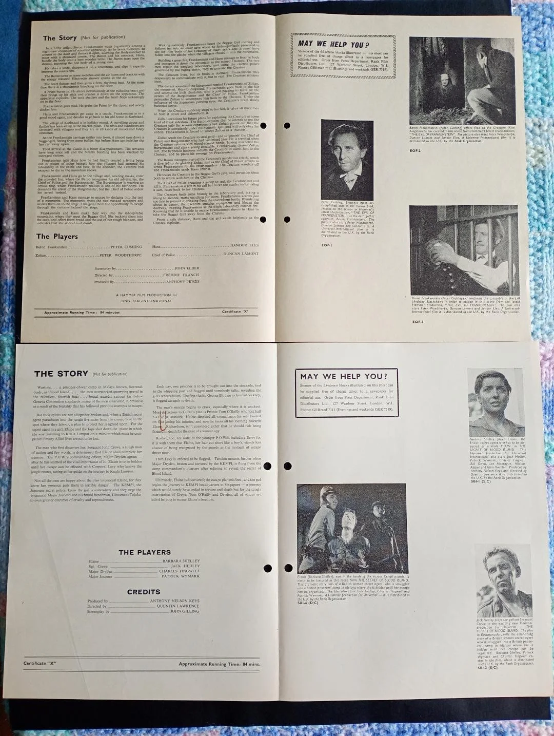 HAMMER FILMS x 4 press information leaflets, image 4