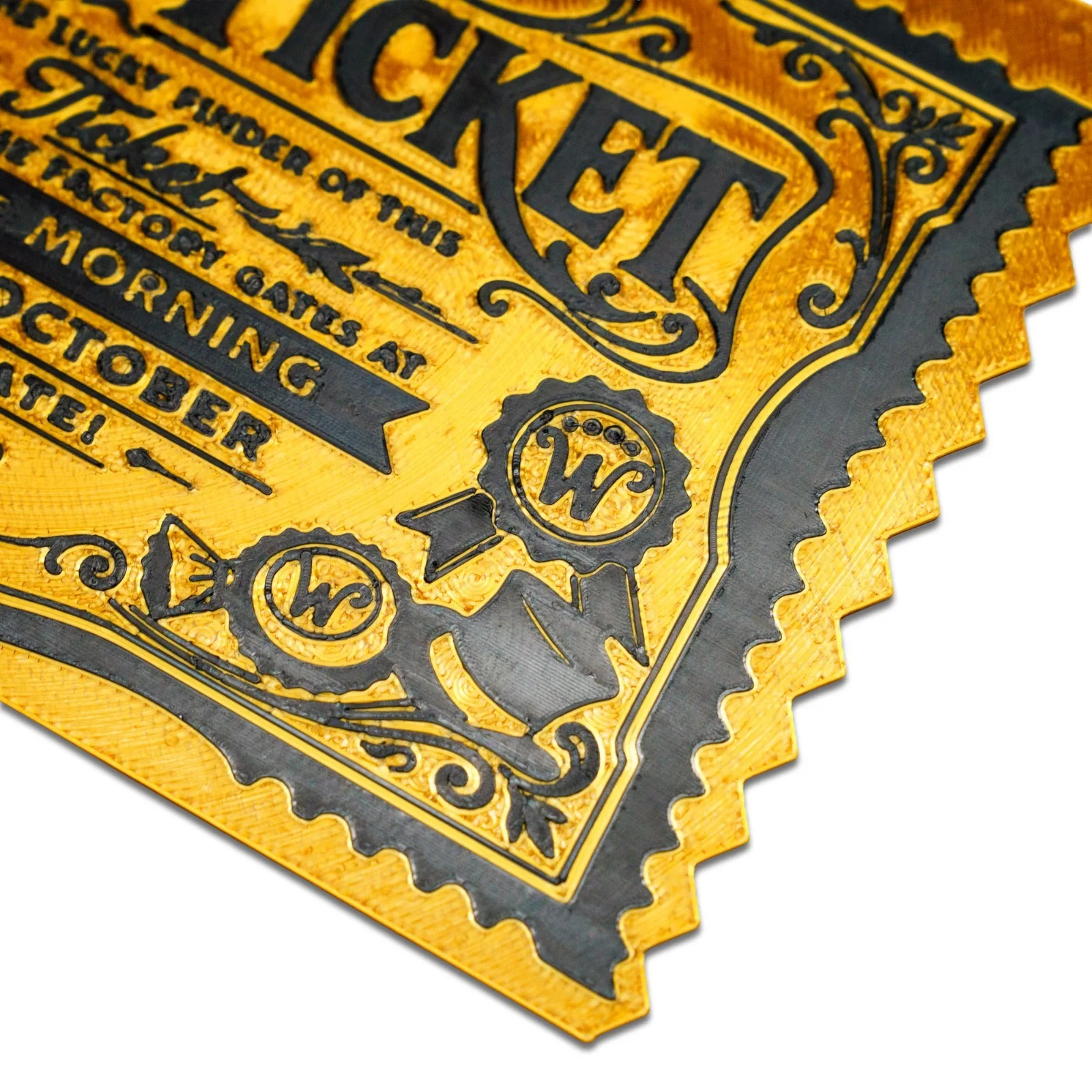3D Printed Willy Wonka Golden Ticket – PLA Gold Colour Replica (18x9cm), image 5