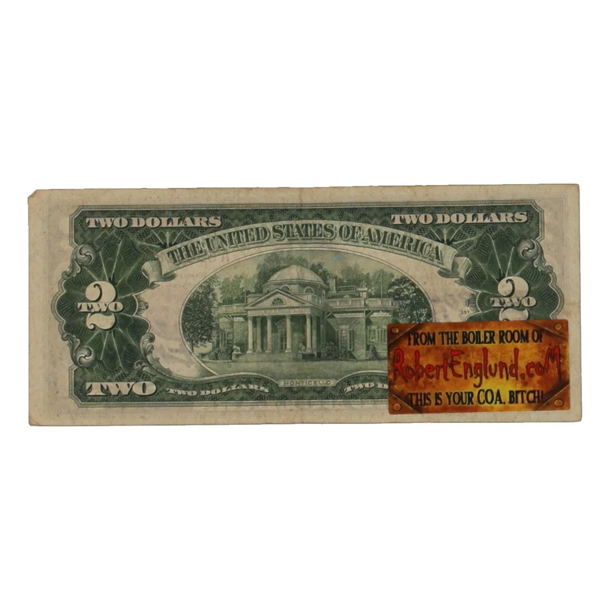 ROBERT ENGLUND - FREDDY KRUEGER — AMAZING ROBERT ENGLUND FREDDY KRUEGER SIGNED 1953 $2 BILL NIGHTMARE ON ELMSTREET, image 2