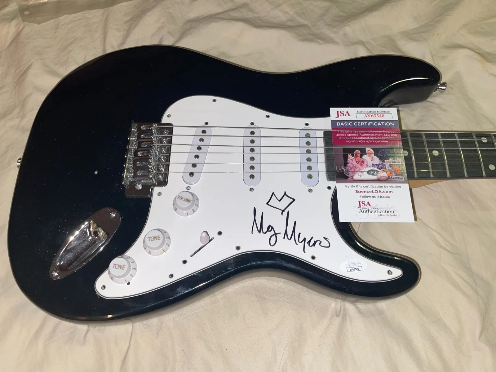 Meg Myers Sorry TZIA Take Me To The Disco Autograph Signed Electric Guitar JSA, изображение 2