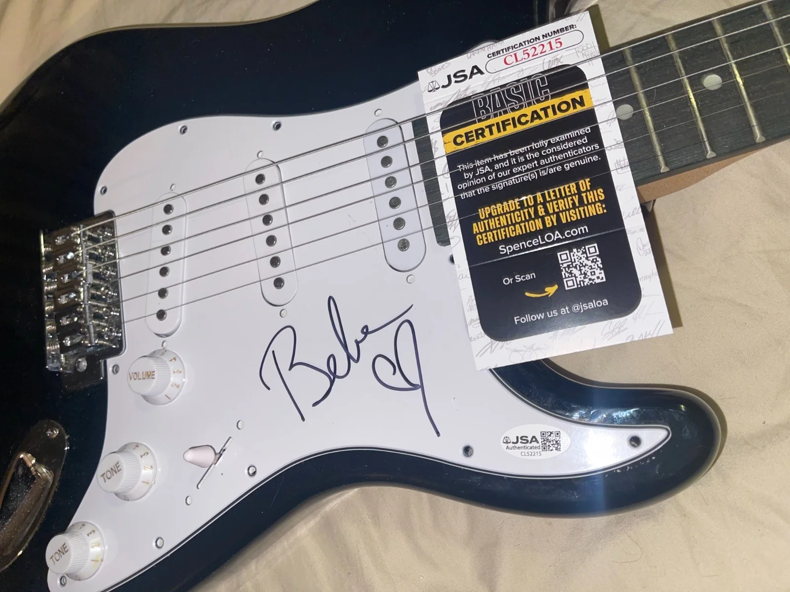 Bebe Rexha Expectations Better Mistakes Autographed Signed Electric Guitar JSA, image 3