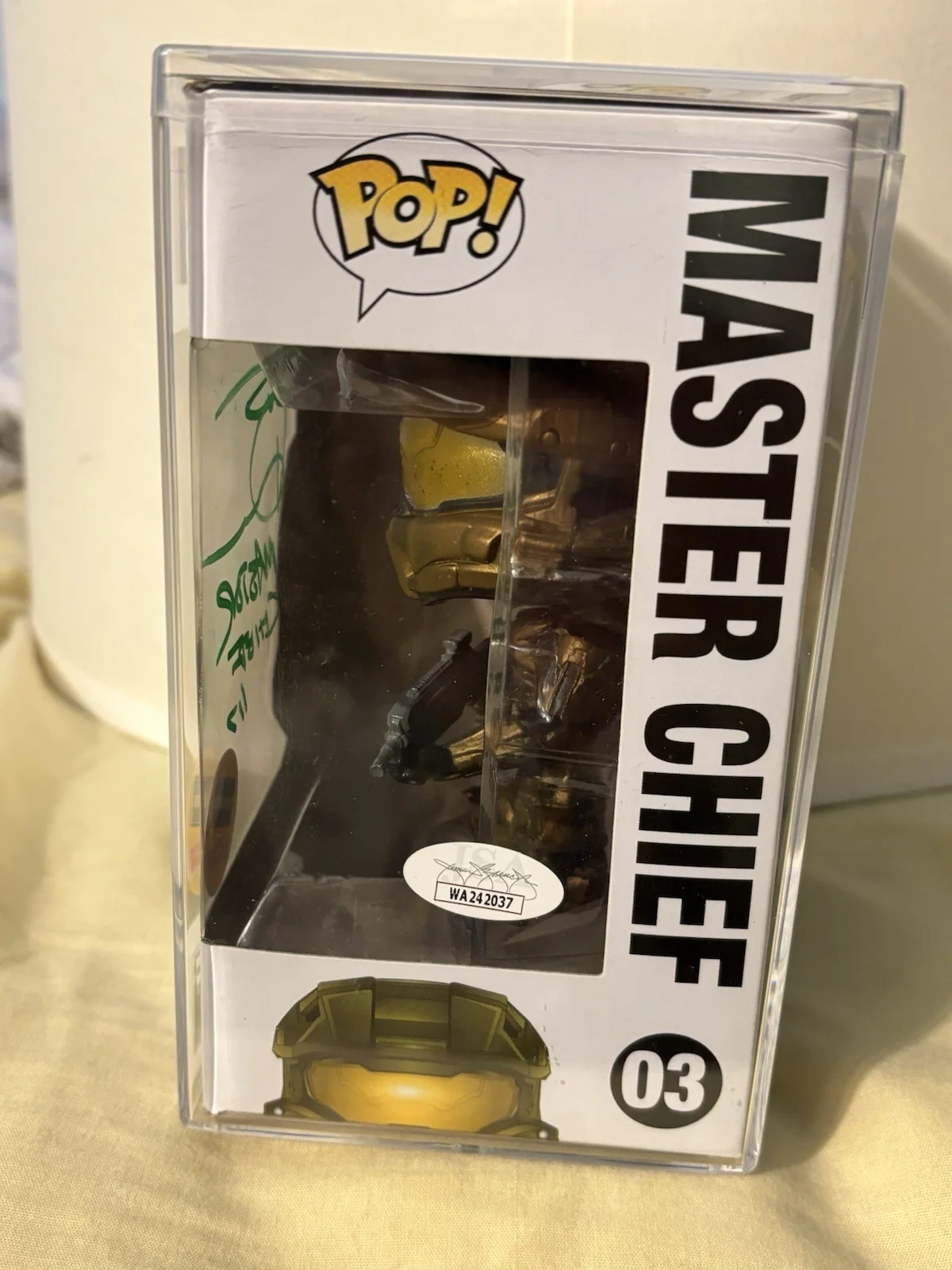 Steve Downes — Steve Downes Signed Halo Master Chief Gold Blockbuster Exclusive #03 Funko, изображение 2