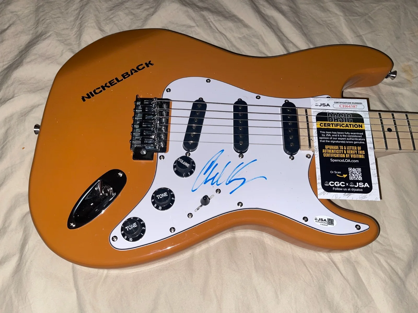 Chad Kroeger Nickelback Dark Horse Autographed Signed Electric Guitar JSA, изображение 2