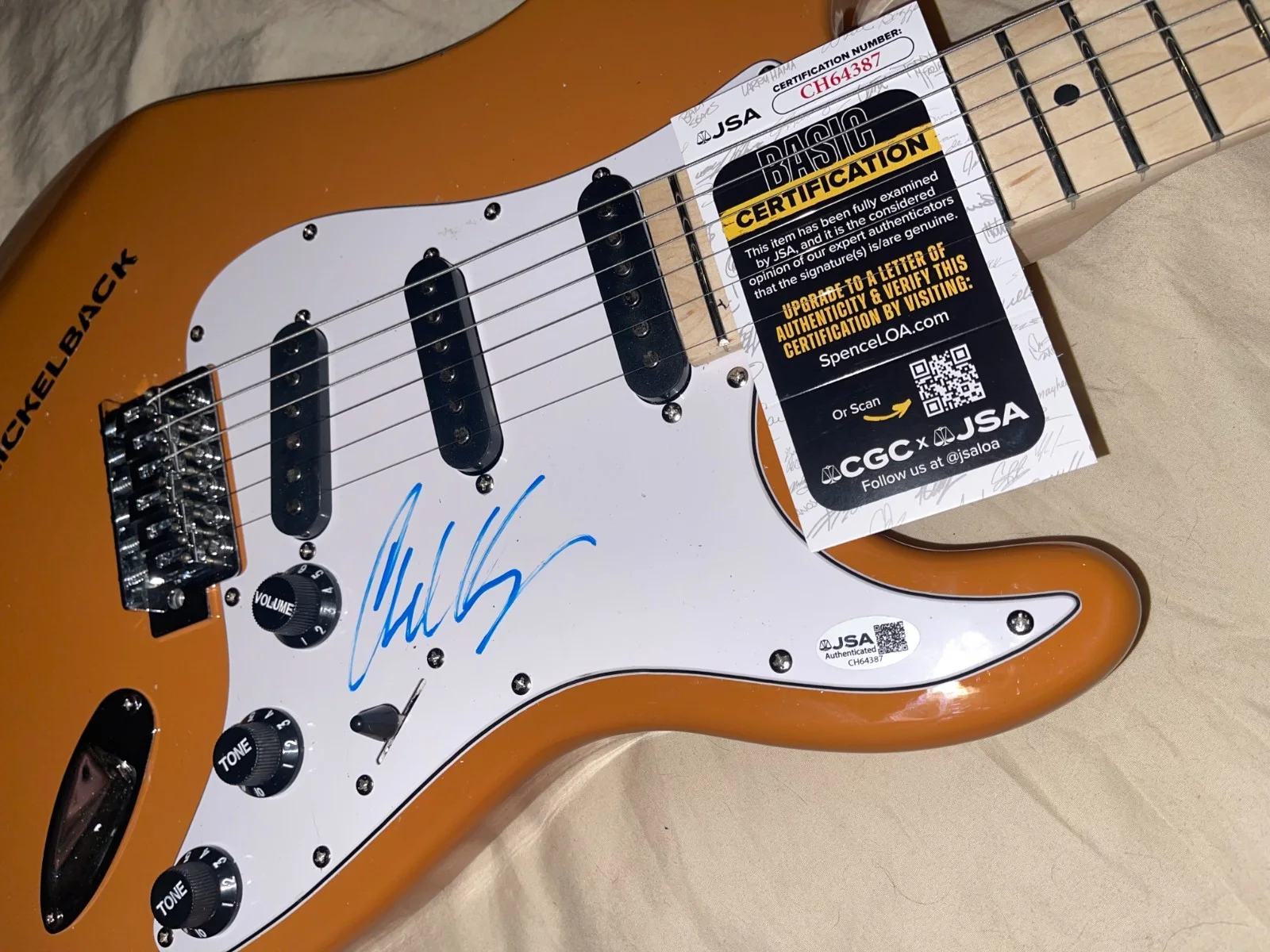 Chad Kroeger Nickelback Dark Horse Autographed Signed Electric Guitar JSA, изображение 3