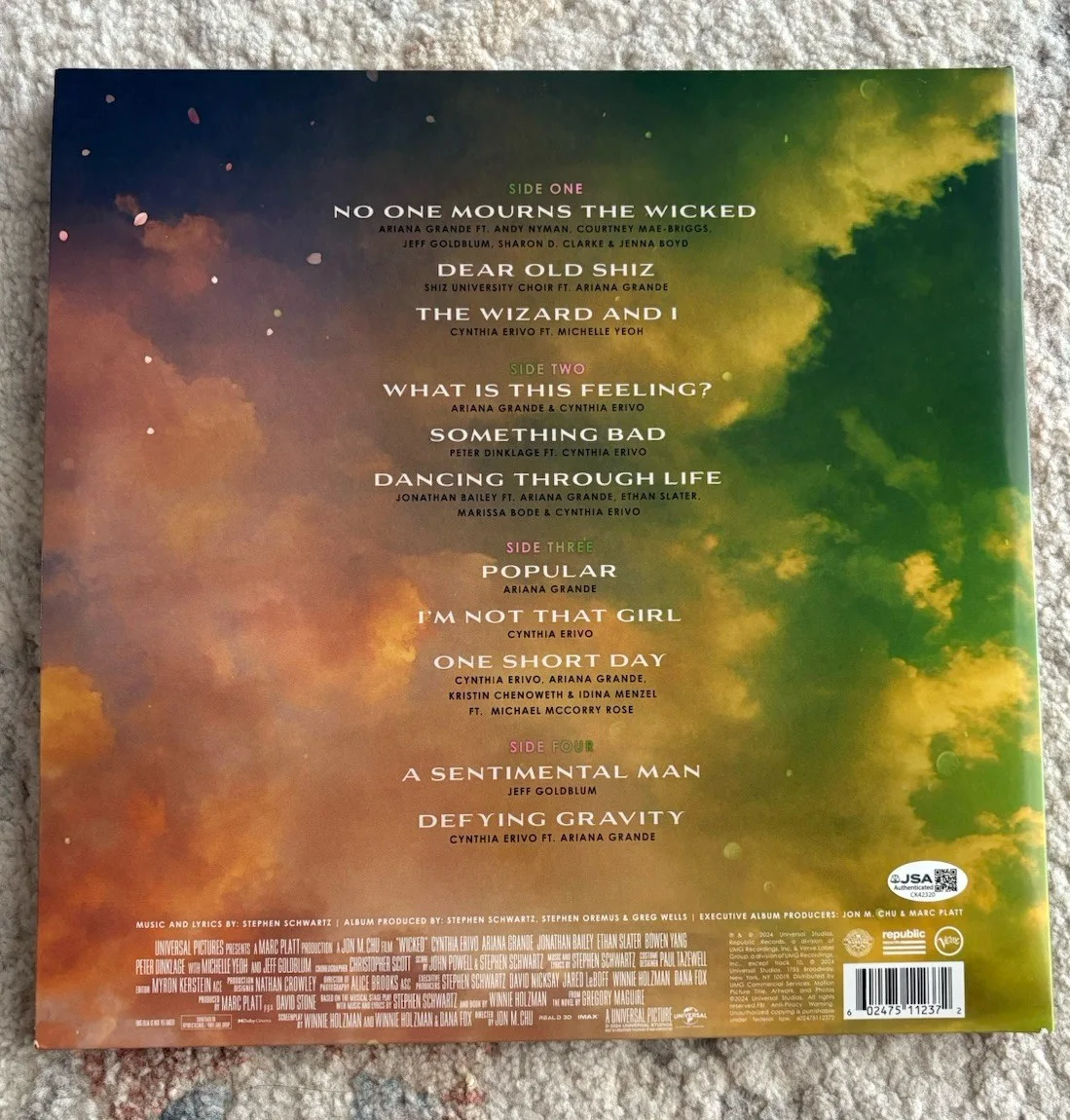 Jeff Goldblum — Jeff Goldblum Signed Autographed Wicked Soundtrack Vinyl Album The Wizard JSACOA, изображение 4