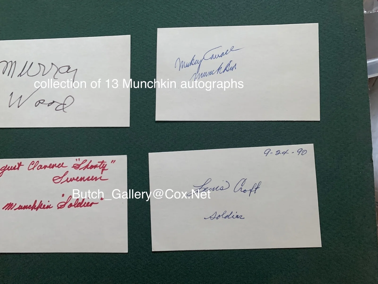 MUNCHKINs from The WIZARD OF OZ 1939 13 autographs signed cards collection, image 3