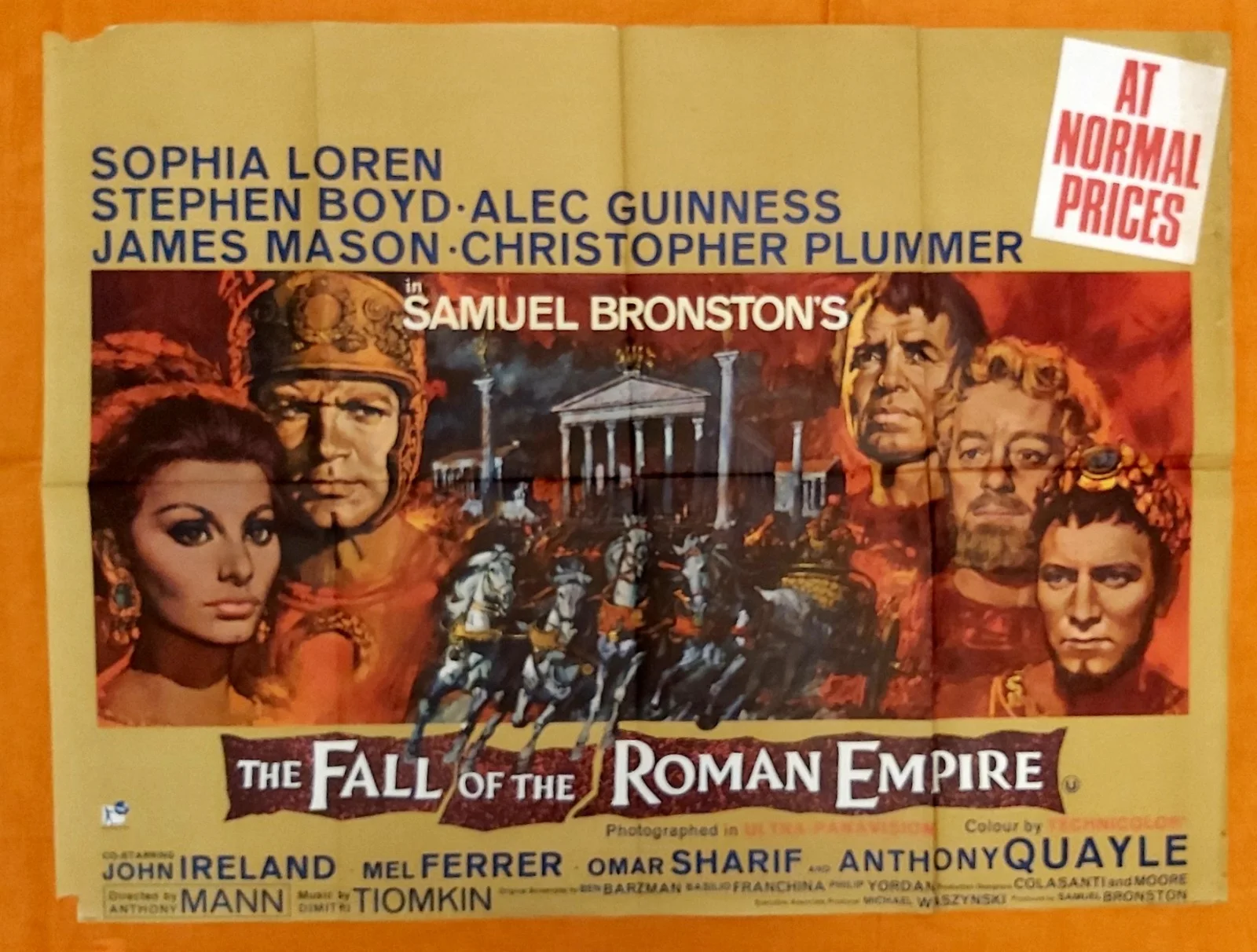 THE FALL OF THE ROMAN EMPIRE 1964 UK QUAD ORIGINAL POSTER FAIR CONDITION, изображение 5