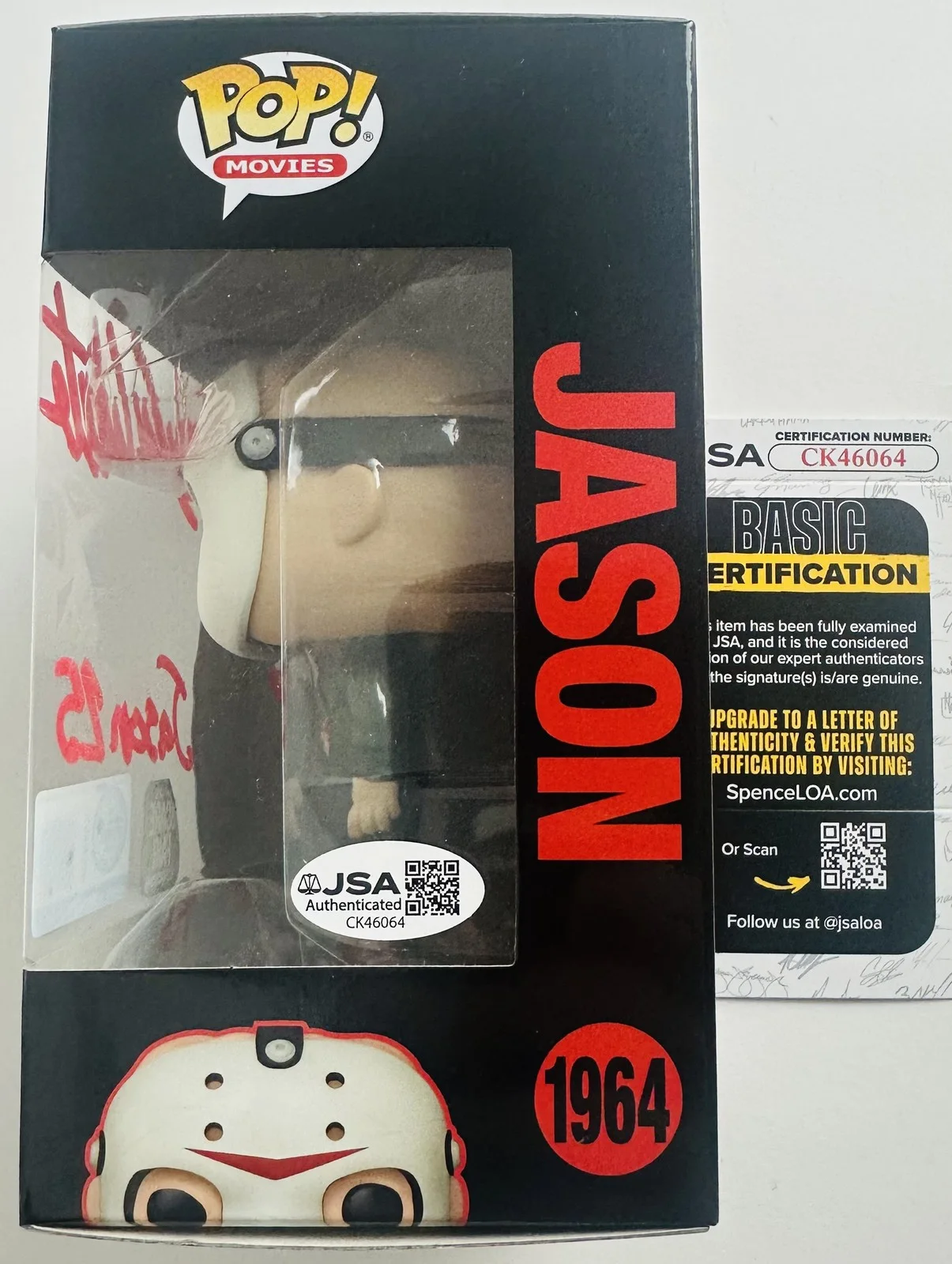 Schuyler White — Schuyler White signed Jason Voorhees Funko 1964 Friday the 13th autograph JSA 06, изображение 2