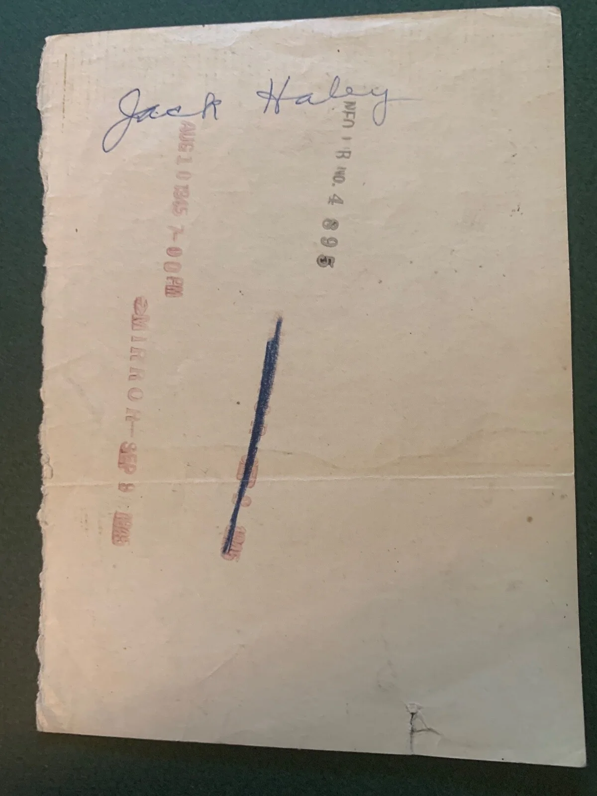 JACK HALEY Wizard of Oz handwritten note 1945 autograph signed, image 2
