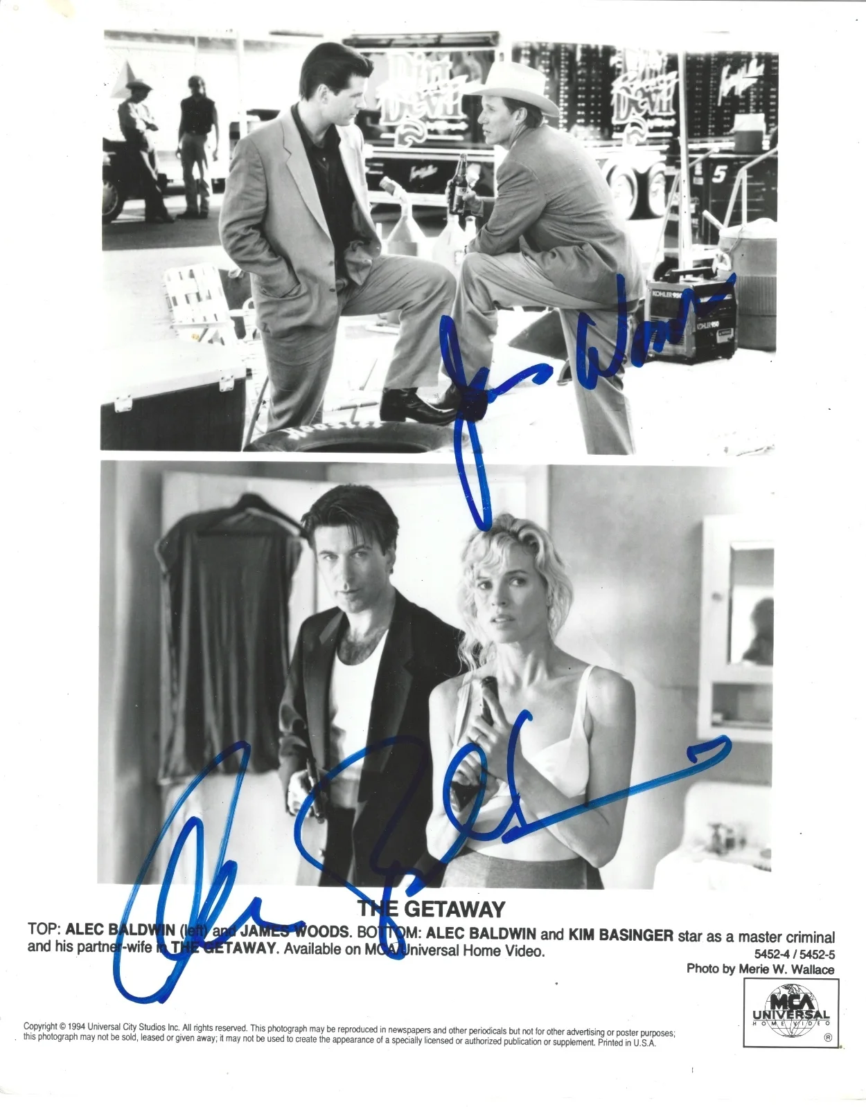Alec Baldwin & James Woods — Alec Baldwin & James Woods signed The Getaway 8x10 B&W Still Photo