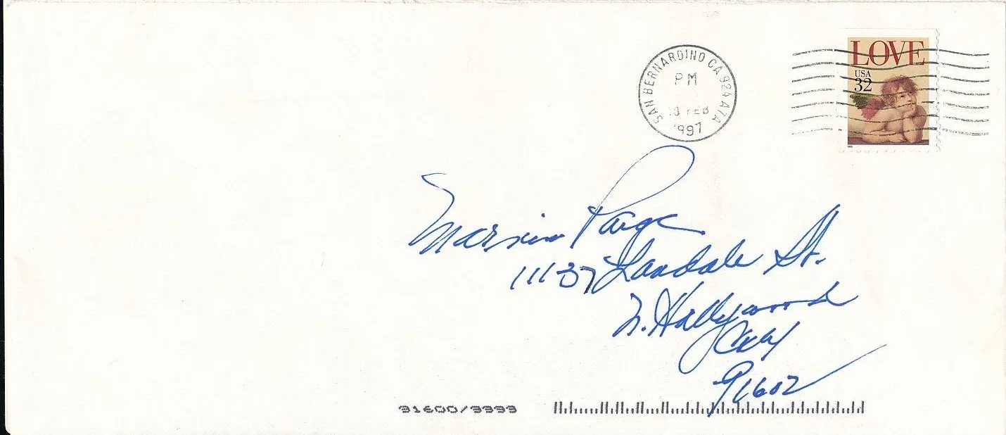 ALICE FAYE Original SIGNED AUTOGRAPHED Handwritten Note + Envelope MARVIN PAIGE, изображение 3