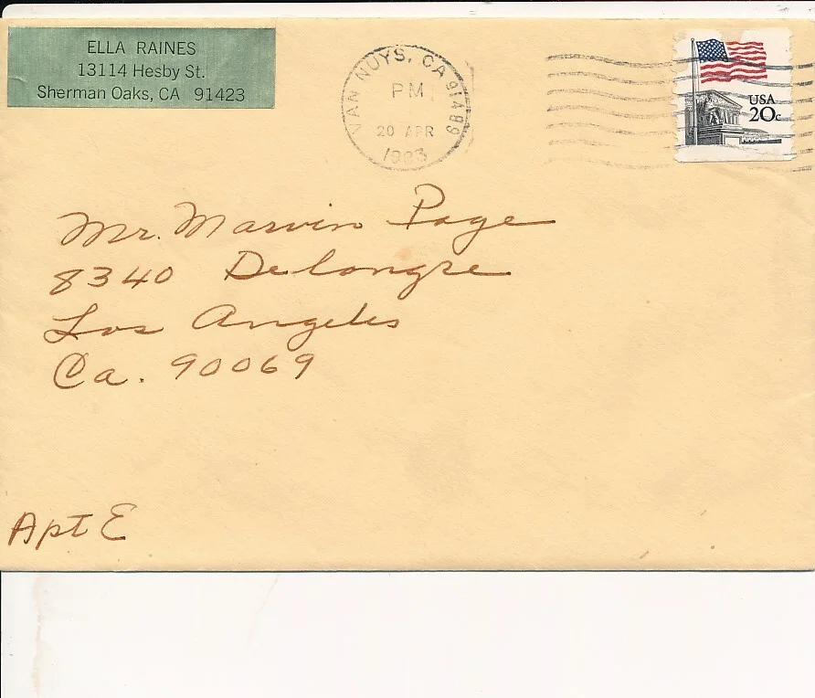 ELLA RAINES Original SIGNED AUTOGRAPHED Handwritten Letter Envelope MARVIN PAIGE, image 2