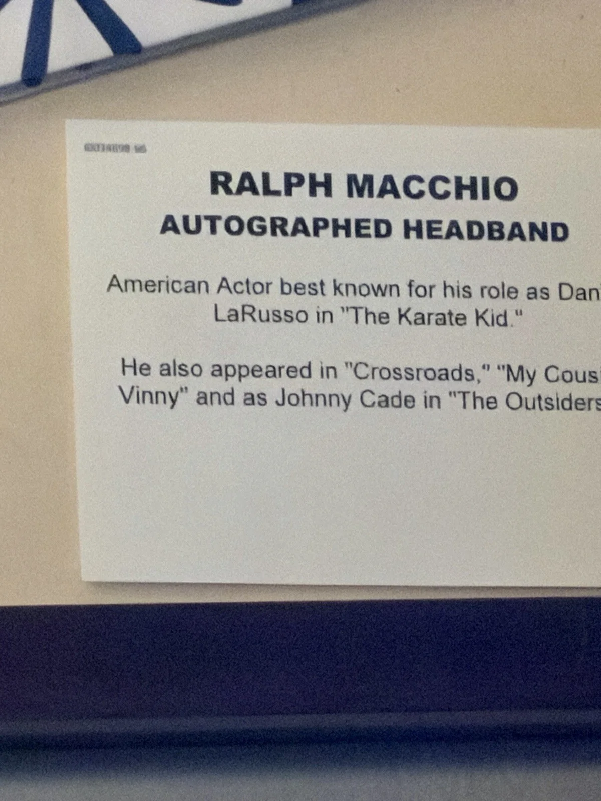 Ralph Macchio — Ralph Macchio Autographed Headband The Karate Kid Cobra Kai (Frame Not Included), image 2
