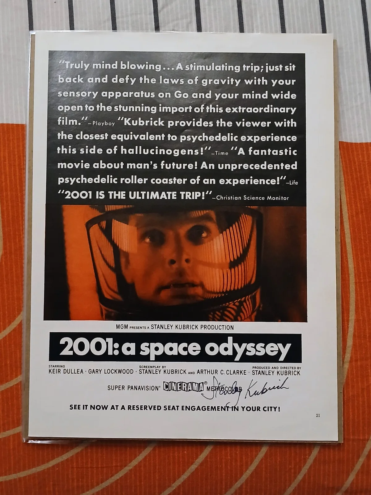 Stanley Kbruck — *Signed* "2001 A Space Odyssey" Poster / flyer - Stanley Kubrick Autograph, image 3