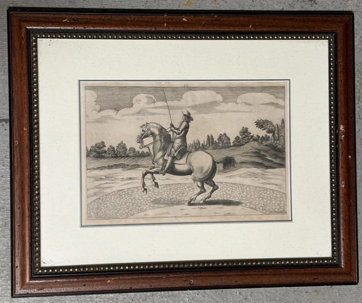 Bob Feller — 1678 Illustration Etching Antique Horse Riding Print - Ballotade 16.5" x 19.5"