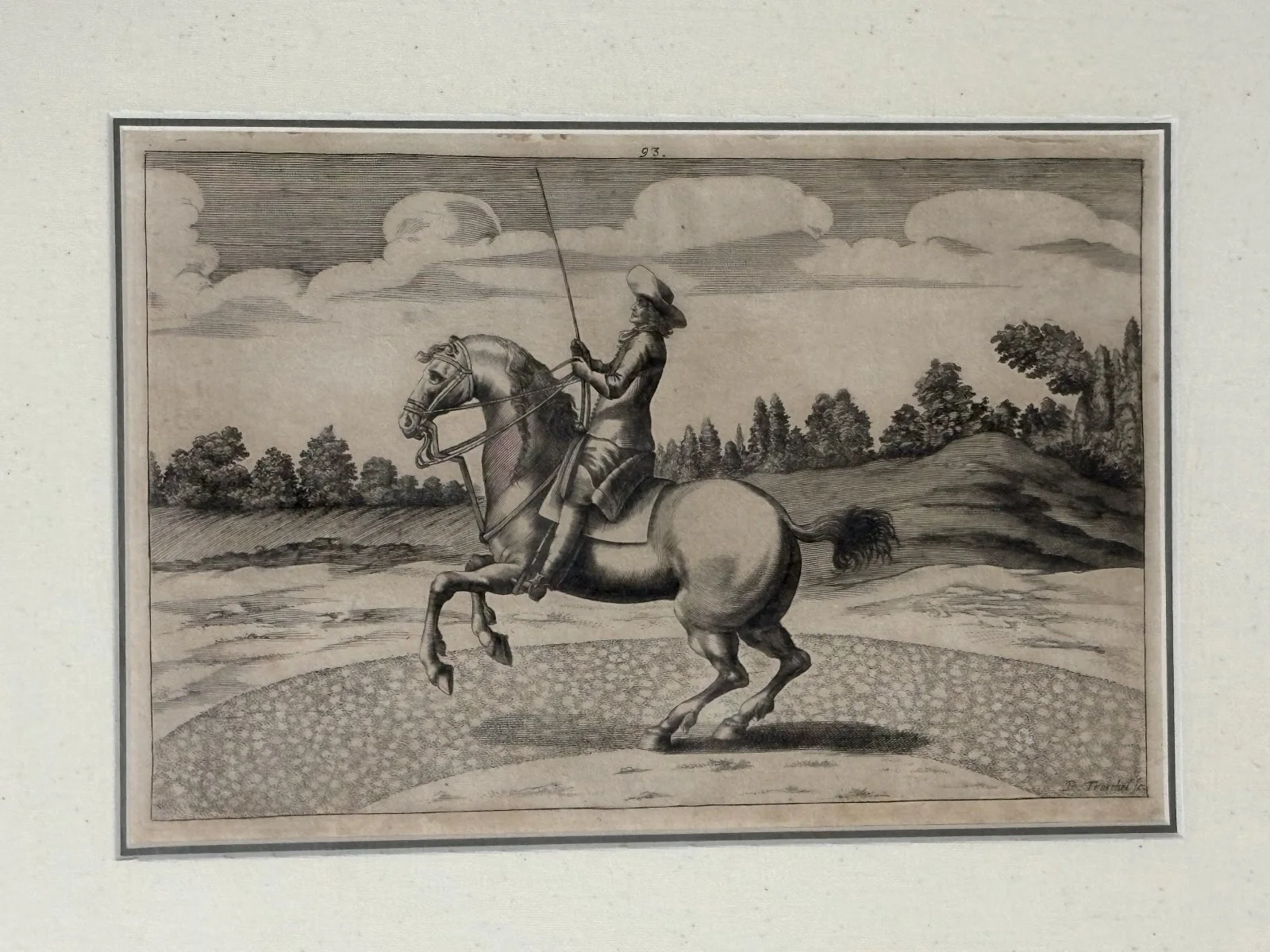 Bob Feller — 1678 Illustration Etching Antique Horse Riding Print - Ballotade 16.5" x 19.5", image 2