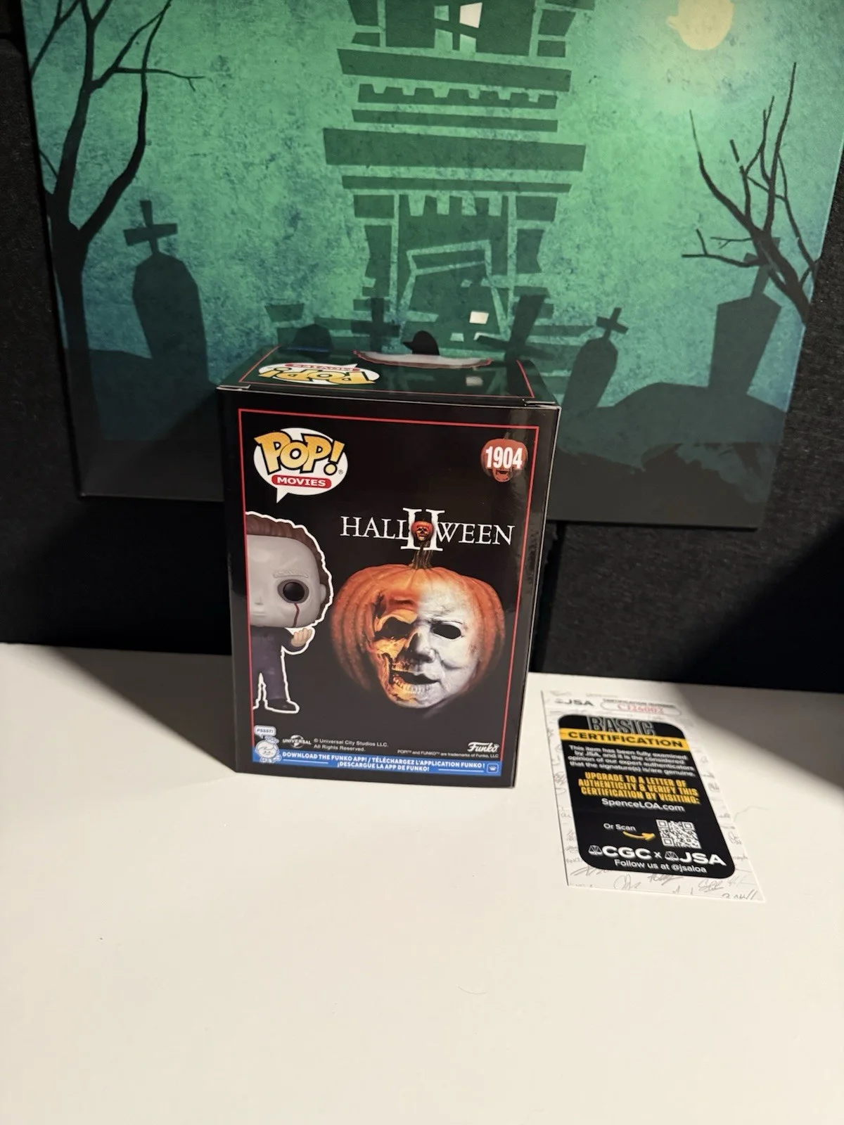 DICK WARLOCK — DICK WARLOCK SIGNED MICHAEL MYERS SCARE FAIR FUNKO POP 1904 HALLOWEEN II BAS J19, изображение 3