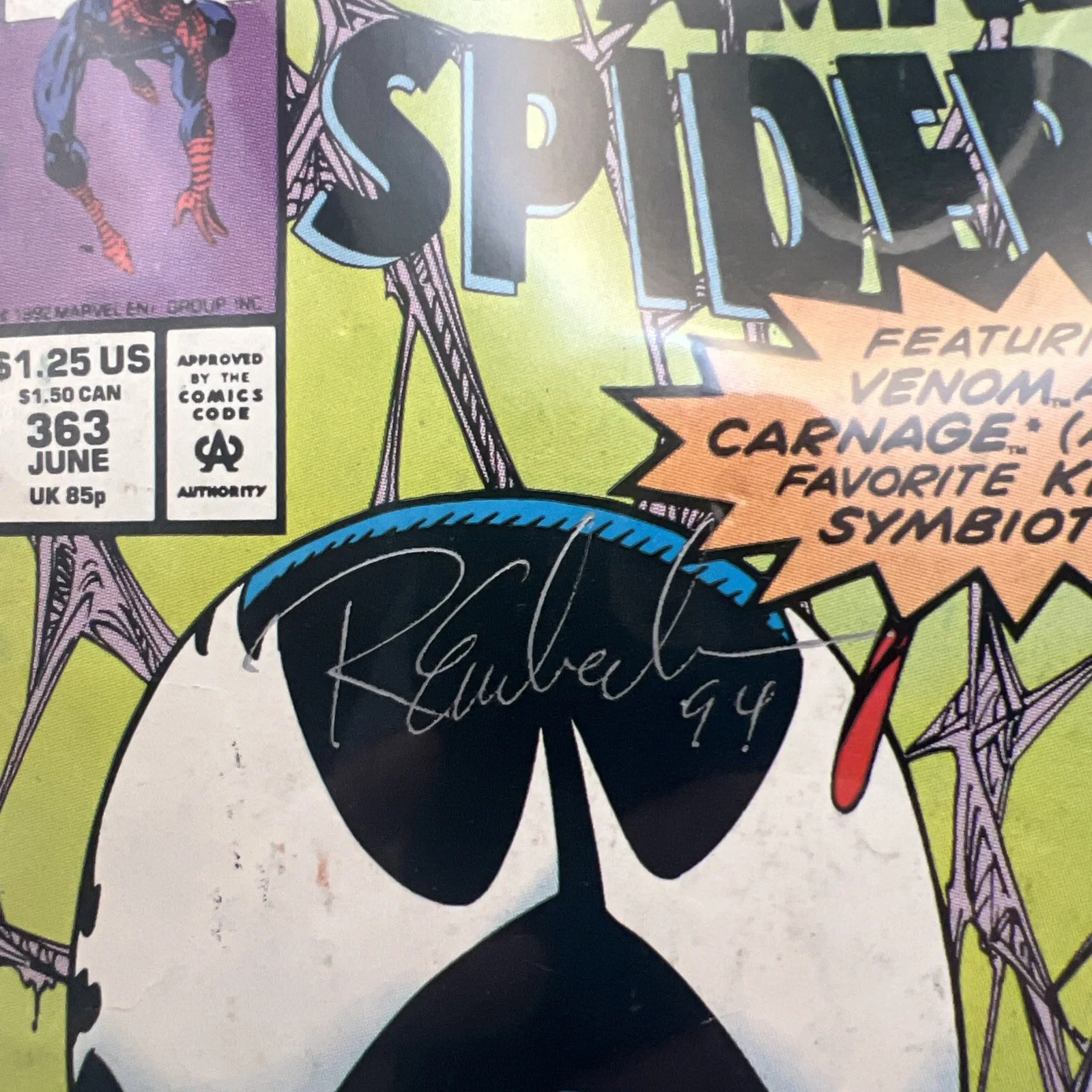 Randy Emberlin — Amazing Spiderman #363 Carnage Part Three Signed by Randy Emberlin 1994, image 2