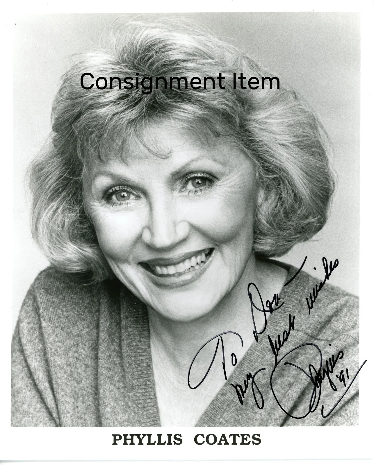 Phyllis Coats — Phyllis Coats 8 x 10" Autographed Photograph, Supermans Lois Lane