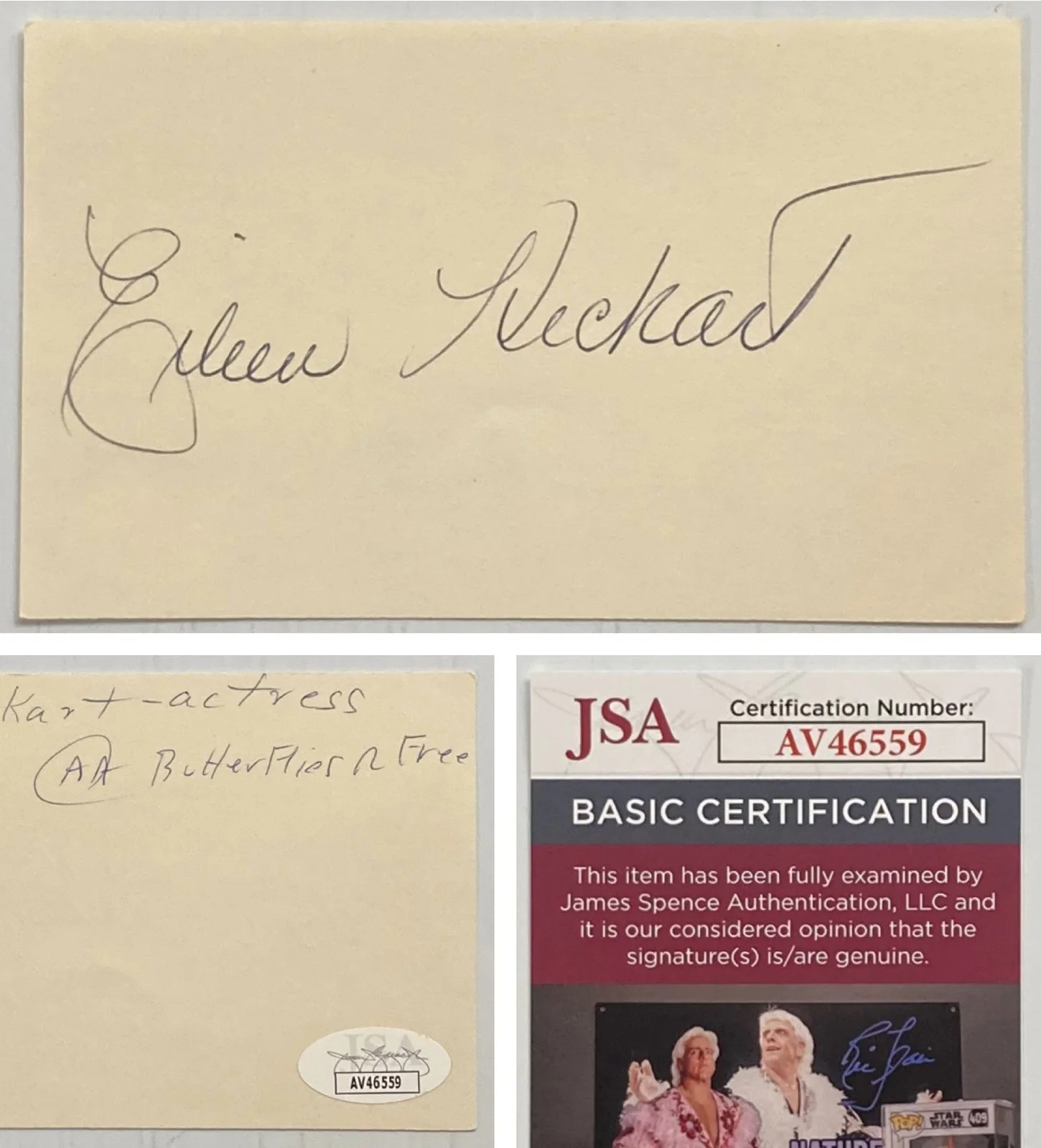 Eileen Heckart — Bad Seed Eileen Heckart Signed Autograph 3x5 Index Card - JSA Cert - FREE S&H!