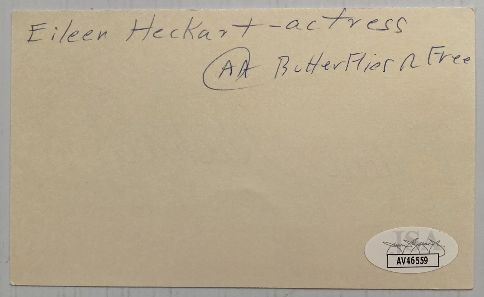 Eileen Heckart — Bad Seed Eileen Heckart Signed Autograph 3x5 Index Card - JSA Cert - FREE S&H!, изображение 3