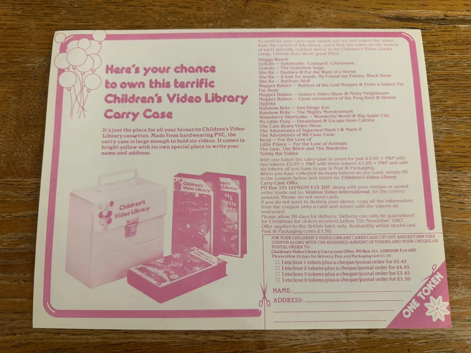 Puff The Magic Dragon 1984 very rare video shop promo sample sleeve, image 2