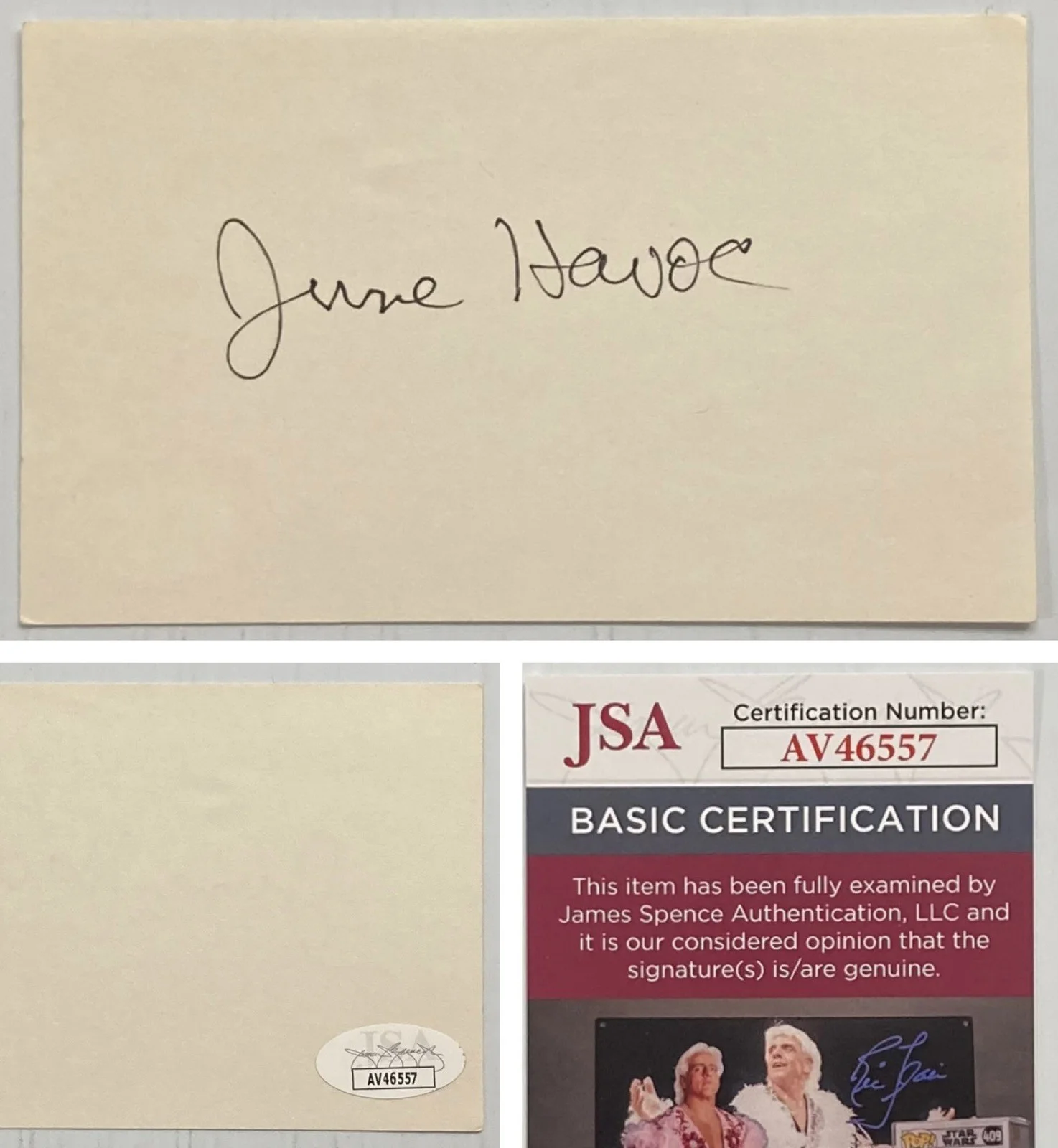 June Havoc — Actress June Havoc Signed Autograph 3x5 Index Card - JSA Cert - FREE S&H!