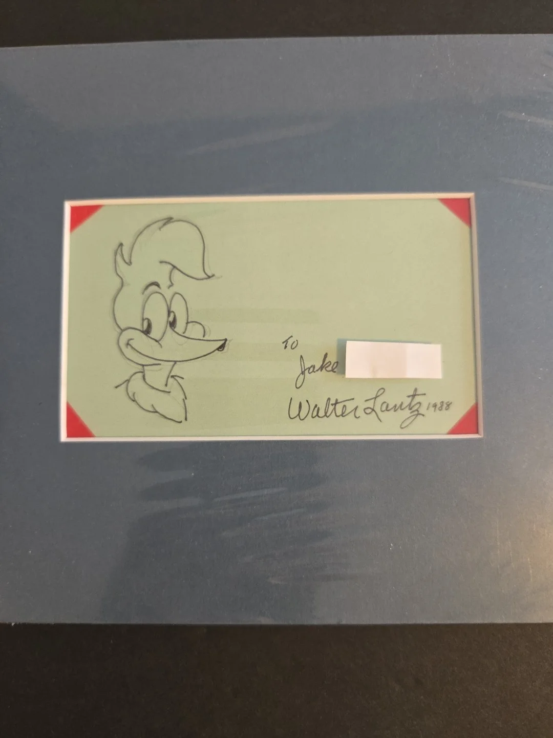 Walter Lantz Animator Signed/Inscr 3x5 Index Card "Woody Woodpecker", image 2