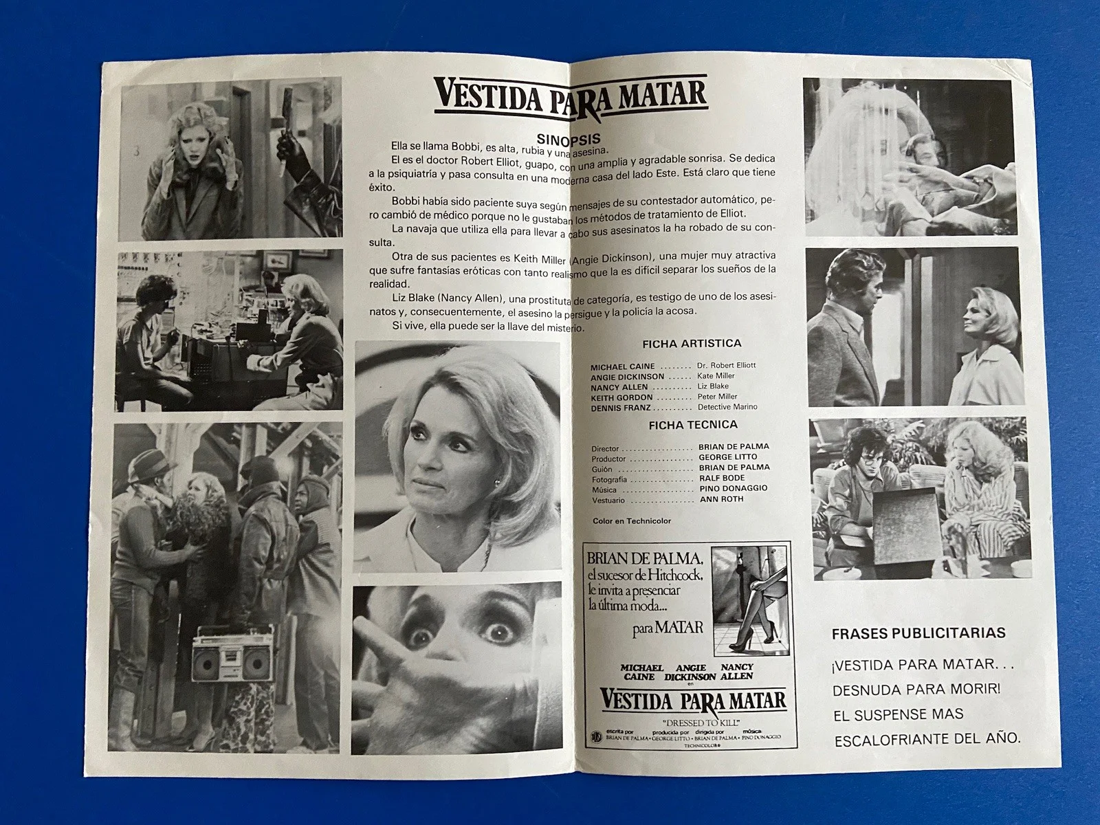 Rare original release Dressed to Kill & Blow Out movie press sheets. Spanish, изображение 2