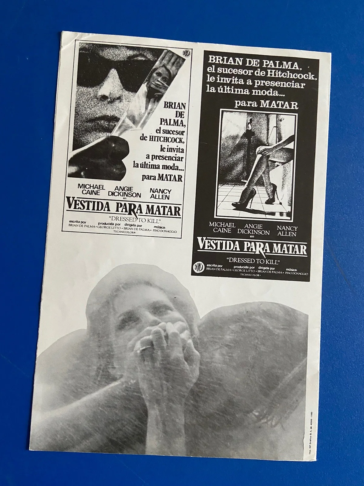 Rare original release Dressed to Kill & Blow Out movie press sheets. Spanish, изображение 3