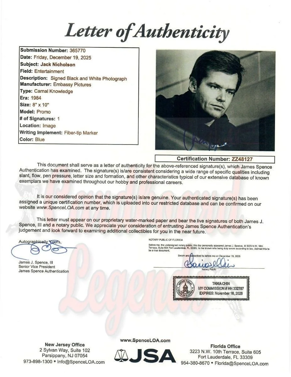 Jack Nicholson — Jack Nicholson Signed Autographed 8X10 Photo Carnal Knowledge JSA LOA ZZ48127, image 2
