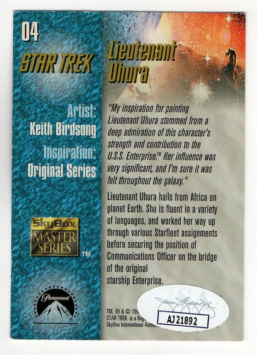 Nichelle Nichols — Nichelle Nichols Signed Autograph Trading Card Star Trek Uhura 1993 JSA AJ21892, изображение 2