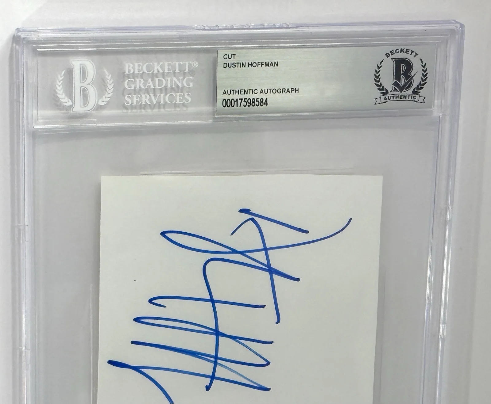 Dustin Hoffman — Dustin Hoffman signed cut Index Card actor Beckett coa slabbed, image 3