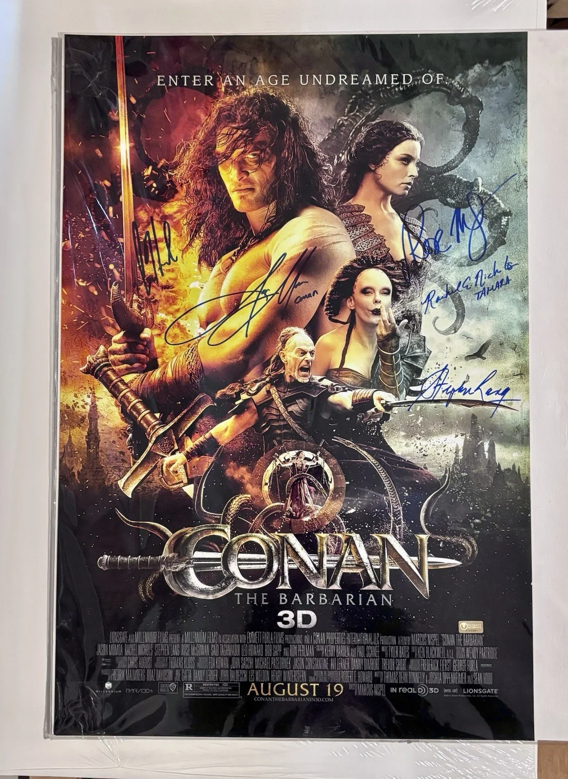 Jason Momoa 5x Cast Signed Conan The Barbarian 16x24 Photo, image 4