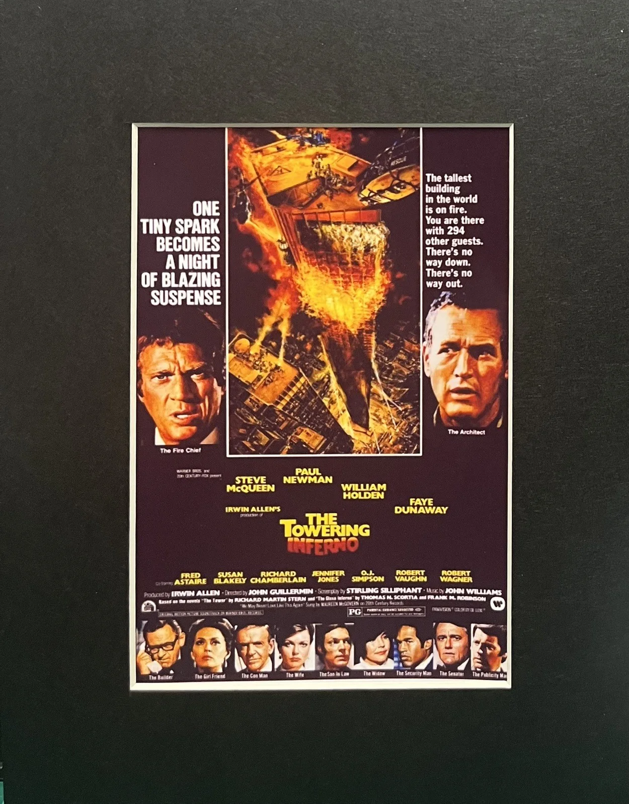 THE TOWERING INFERNO. Steve McQeen. 35mm Film Cell Mounted Display, image 2