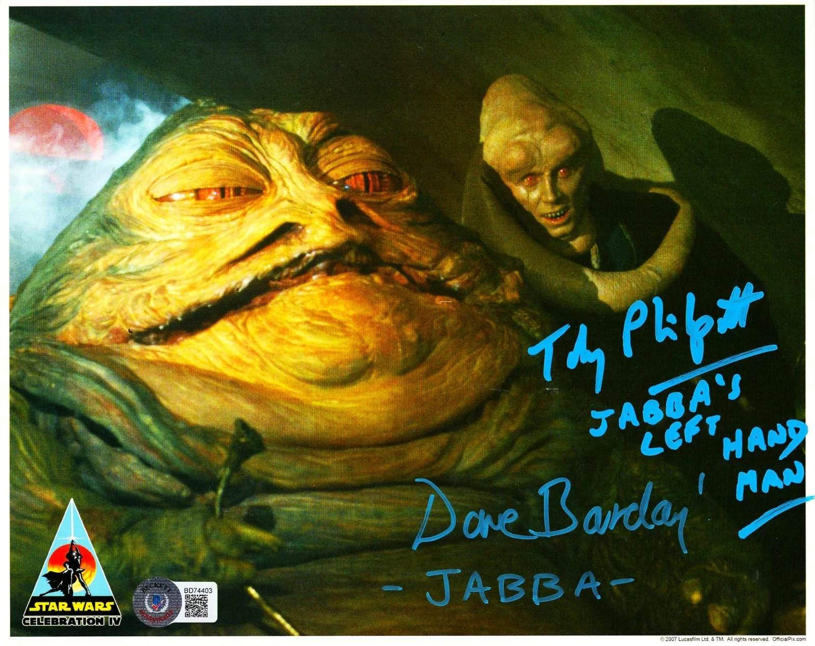 TOBY PHILPOTT & DAVE BARCLAY — TOBY PHILPOTT & DAVE BARCLAY Signed 8x10 OPX Photo "STAR WARS" BAS #BD74403