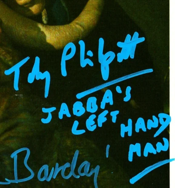 TOBY PHILPOTT, DAVE BARCLAY — TOBY PHILPOTT & DAVE BARCLAY Signed 8x10 OPX Photo "STAR WARS" BAS #BD74403, image 2
